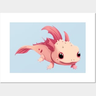 Colorful kawaii axolotl Posters and Art